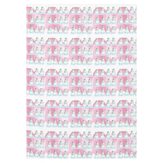 Nappe de Noël, Coeurs roses Soif Snowman (Devant)