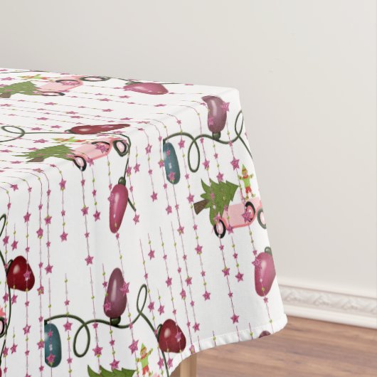 Nappe de Noël, Elfe Voiture Rose, Lumières (In Situ)