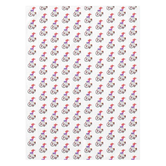 Nappe de Noël Gnome avec vélo et cadeaux (Devant)