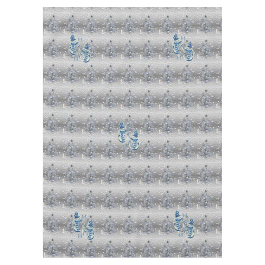Nappe de Noël, Merry Blue Silver Snowman (Devant)