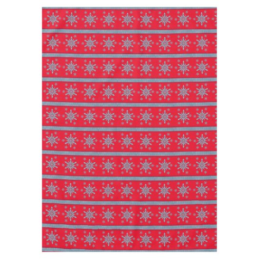 Nappe de Noël, nappe de flocon de neige rouge (Devant)