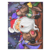 Nappe de Noël Père Noël avec Rennes Amusantes (Devant)