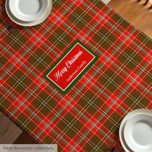Nappe de Noël tendance rouge vert monogramme Art