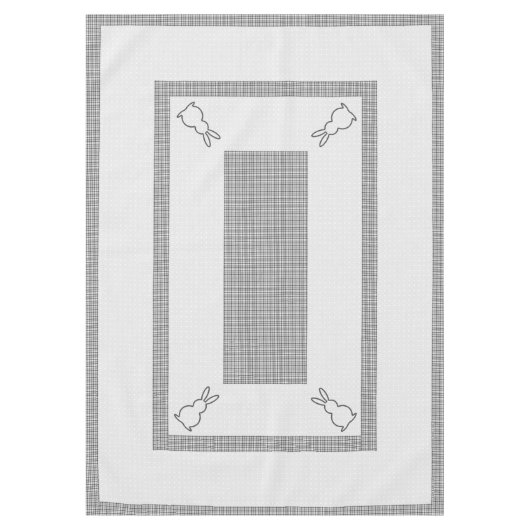 Nappe de Pâques 60x84", à damiers, points, lapin (Devant)