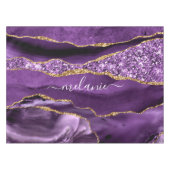 Nappe de Parties scintillant en or violet avec nom (Devant (Horizontal))