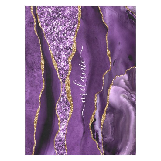 Nappe de Parties scintillant en or violet avec nom (Devant)