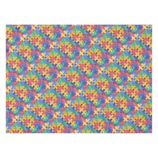 Nappe de puzzle de sensibilisation sur l'autisme (Devant (Horizontal))