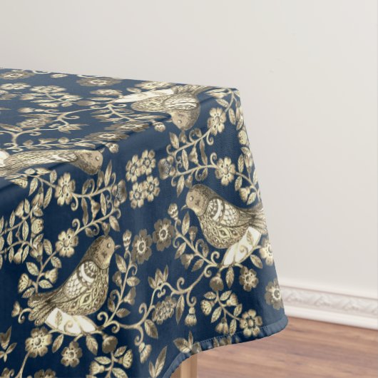 Nappe de style saule aux oiseaux antique bleu mari (In Situ)