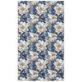 Nappe de table à manger florale bleu blanc ivoire (Devant)