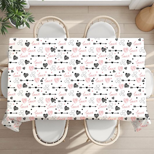 Nappe de table cadeau d'amour romantique Cœurs ros