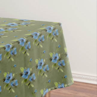 Nappe de table cosmique éthérée vert olive et bleu
