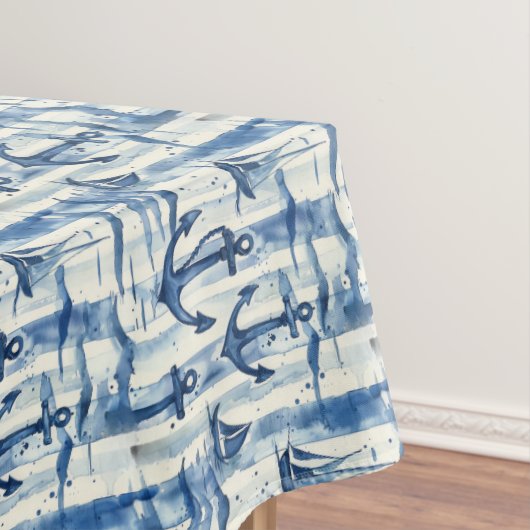 Nappe de table d'ancre nautique bleue et blanc cas (In Situ)