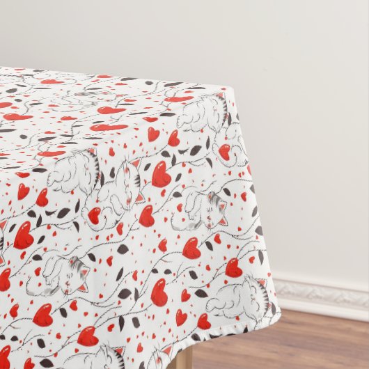 Nappe de table de la Saint-Valentin avec des chato (In Situ)