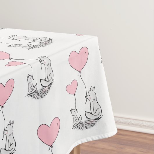 Nappe de table de la Saint-Valentin Renard rose co (In Situ)