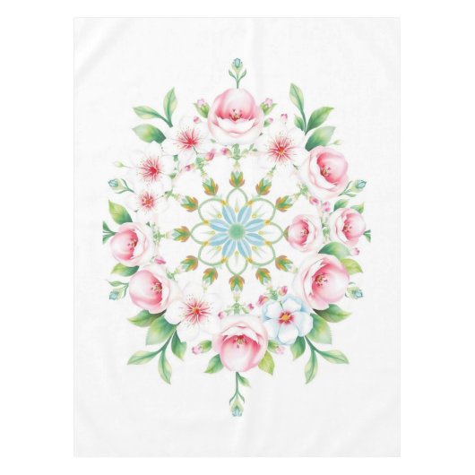 Nappe de table de Pâques au médaillon floral paste (Devant)