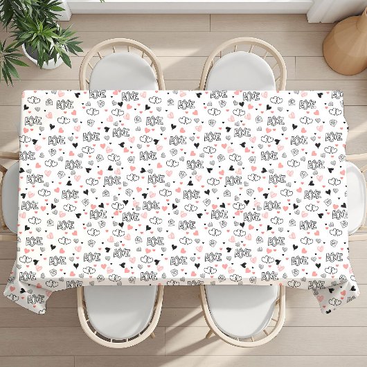 Nappe de table élégante avec texte d'amour pour la