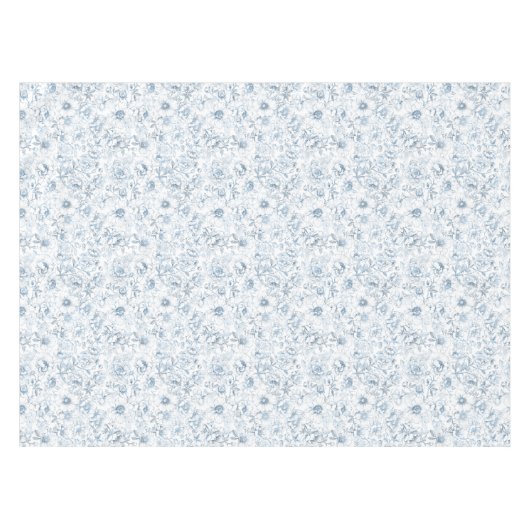 Nappe de table élégante en chiné à fleurs bleu pou (Devant (Horizontal))