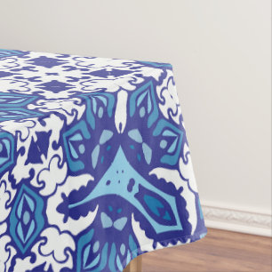 Nappe déco maison bleu marine et blanc