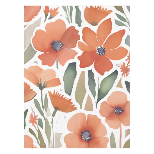 Nappe Décor de table en terre cuite Fleur sauvage Boho r (Devant)
