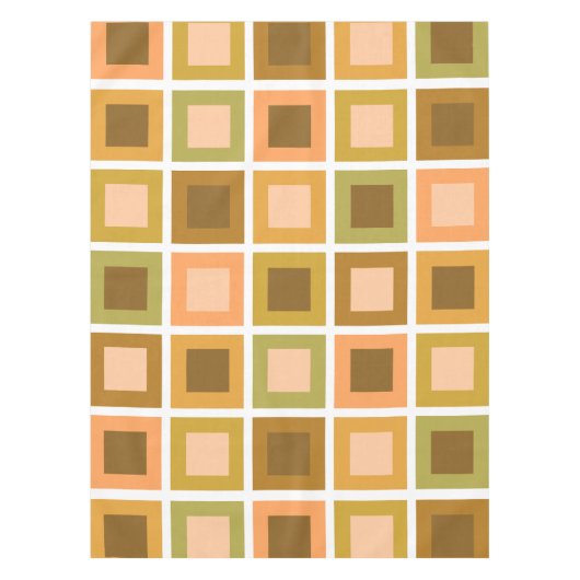 Nappe Décor des années 1950 Motif carreaux brûlés orange (Devant)