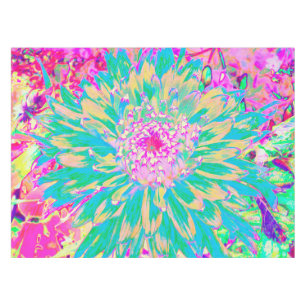 Nappe Décor Turquoise vert et rose chaud Dahlia Flower