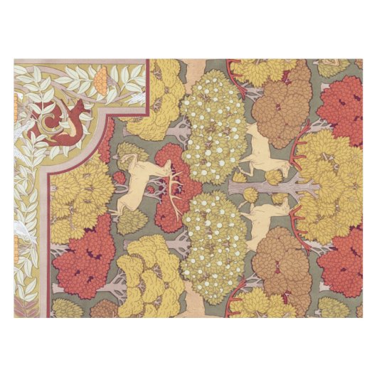 Nappe Deer &Tree Squirrel Bird Rowan Berries Art Nouveau (Devant (Horizontal))