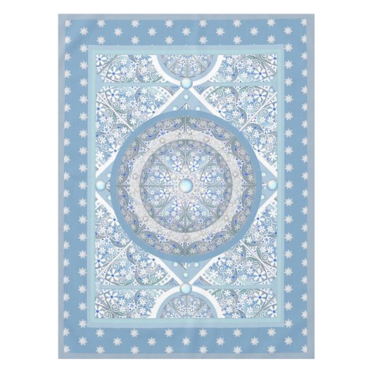 Nappe Dentelle en céramique bleu clair & flocon de neige (Devant)