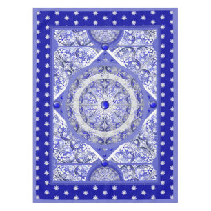 Nappe Dentelle en céramique Bleu de Grèce & flocon de ne