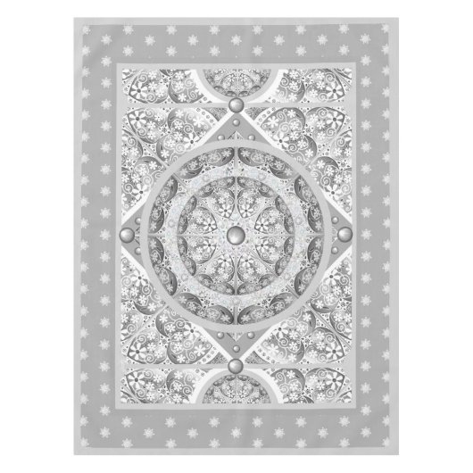 Nappe Dentelle en céramique grise et flocon de neige (Devant)