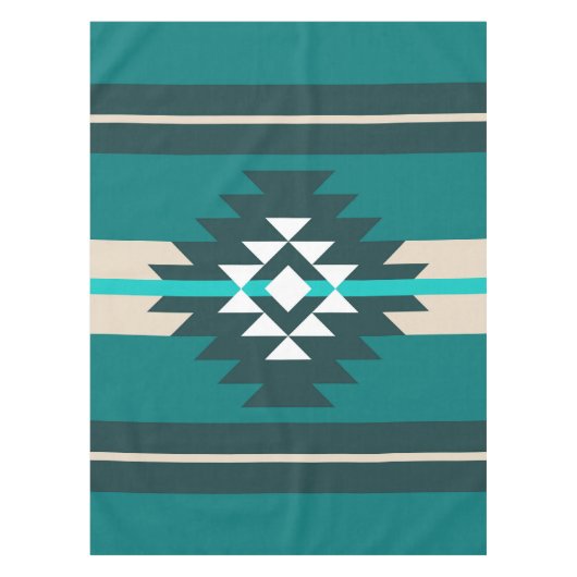 Nappe Design aztèque en couleur turquoise (Devant)