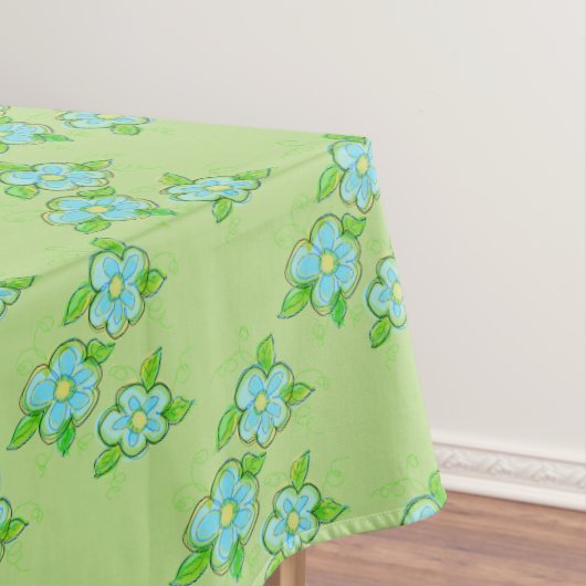 Nappe Design Floral Vert Clair Et Bleu (In Situ)