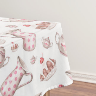 Nappe Desserts de boulangerie Aquarelle rose et blanc