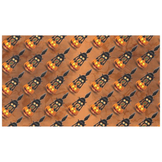 Nappe Dessin d'Halloween au chat effrayé sur Citrouille (Devant (Horizontal))