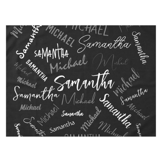 Nappe Deux noms couple motif monogramme noir gris blanc (Devant (Horizontal))