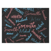 Nappe Deux noms couples motif monogramme bleu rose clair (Devant (Horizontal))