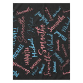 Nappe Deux noms couples motif monogramme bleu rose clair (Devant)