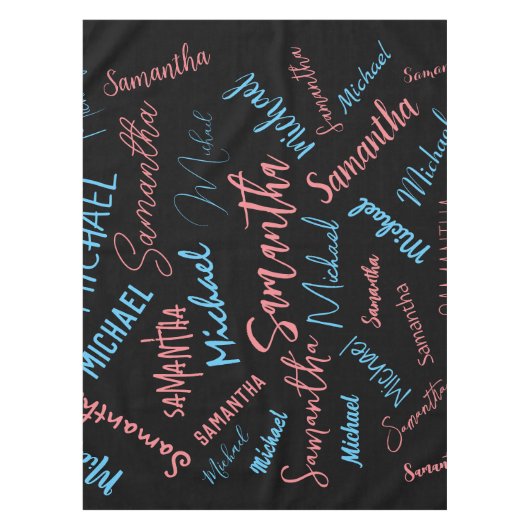 Nappe Deux noms couples motif monogramme bleu rose clair (Devant)