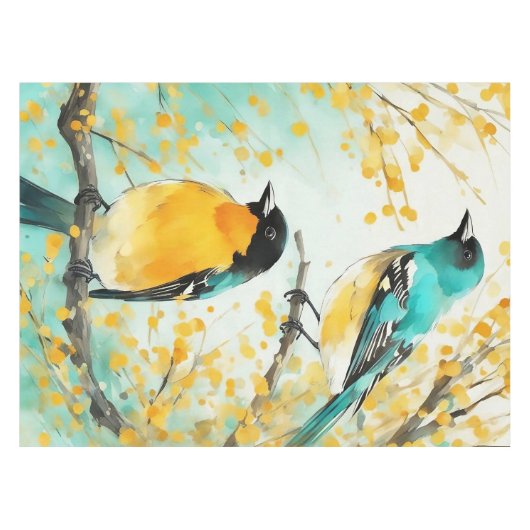 Nappe Deux oiseaux assis sur la branche de l'arbre (Devant (Horizontal))