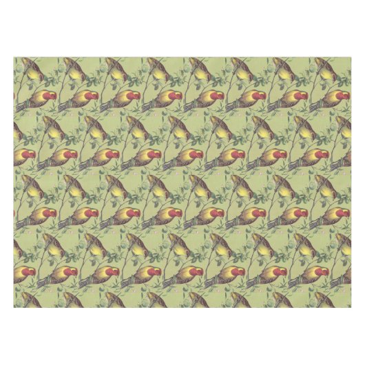 Nappe Deux oiseaux colorés sur vert clair (Devant (Horizontal))