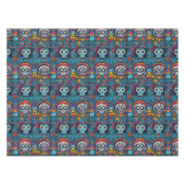 Nappe Dia de Muertos, motif de crânes de sucre bleu (Devant (Horizontal))