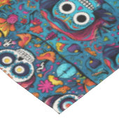 Nappe Dia de Muertos, motif de crânes de sucre bleu (Angle)