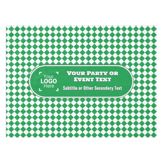 Nappe Diamant vert et blanc - Événement texte et logo pe (Devant (Horizontal))