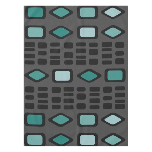 Nappe Diamants rétro Rectangles Turquoise noir (Devant)