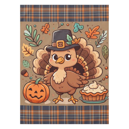 Nappe Dinde de Thanksgiving de dessin animé mignon et ci (Devant)