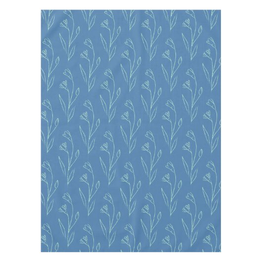 Nappe Ditsy Dainty Boho Floral Line Art Dessin en bleu (Devant)