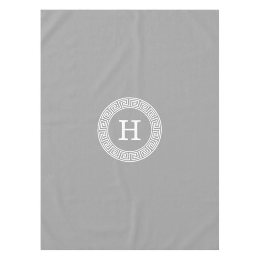 Nappe Dk Grey Wht Gris Clé Grecque Rnd Cadre Initial Mon (Devant)