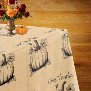 Nappe Donnez Merci Citrouilles de Campagne sur Faux Burl
