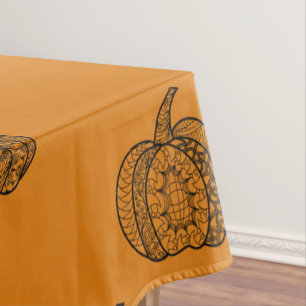 Nappe Doodles d'Halloween boho mandala citrouilles Autom
