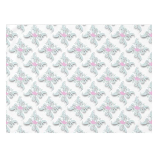 Nappe Dove rose avec Fleurs et Fronds en argent (Devant (Horizontal))