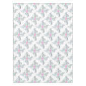 Nappe Dove rose avec Fleurs et Fronds en argent (Devant)